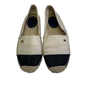 Michael Kors Navy and Beige Canvas  Preppy Nautical Espadrille‎ Shoes Size 6M